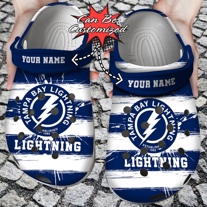 Hockey Crocss – Personalized Tampa Bay Lightning Spoon Graphics Watercolour Clog Shoes