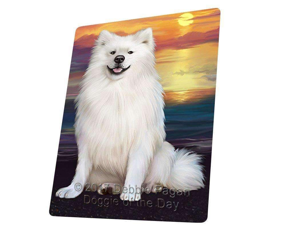 American Eskimos Dog Art Portrait Print Woven Throw Sherpa Plush Fleece Blanket D376