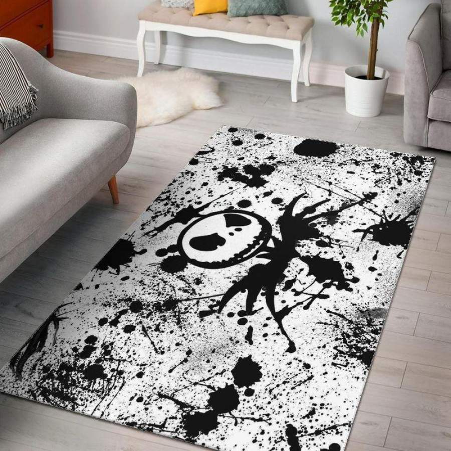 Jack Skellington Splatter Area Rug Halloween Carpet Jack Skellington Carpet Halloween Rectangle Carpet Rug Nightmare Before Christmas