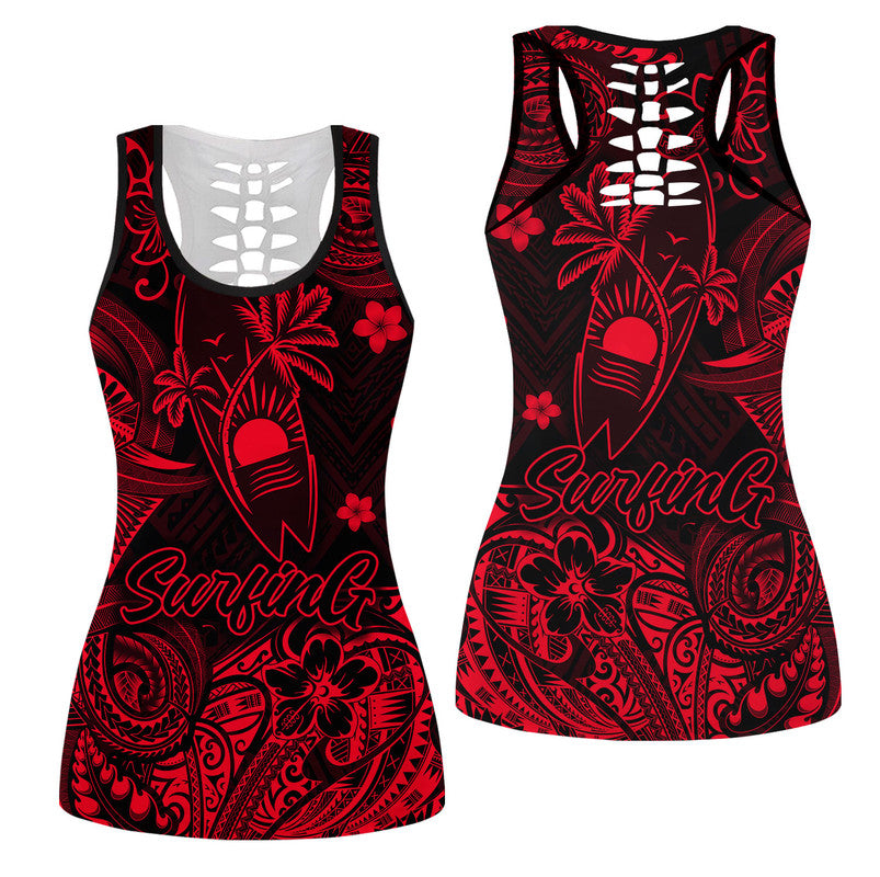 Hawaiian Surfing Polynesian Hollow Tank Top Unique Style Red Ha40725