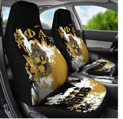 Alpha Phi Alpha 1906 Crest Mix Black White And Old Gold Car Seat Covers