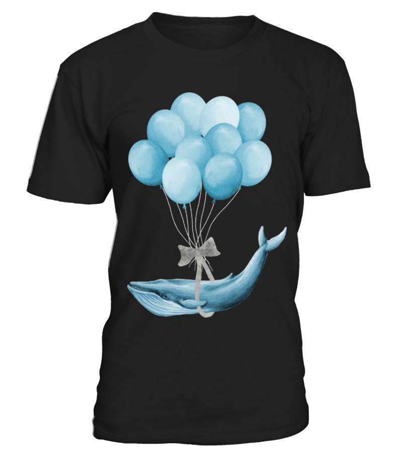 Whale With Balloons – Blue T Shirts C-Kkvhs