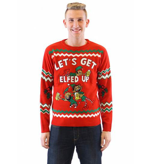 Ugly Christmas Sweater 2021, Let’S Get Elfed Up Drunken Elves Sweatshirt For Women Men Couple Family Funny Cute Plus Size