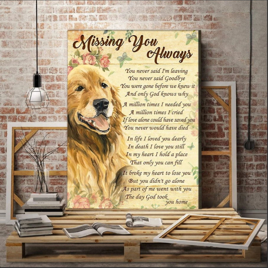 Animal Canvas – Dog/Cat Canvas – Missing You Always Wall Art Canvas – Anniversary, Birthday, Christmas Gift