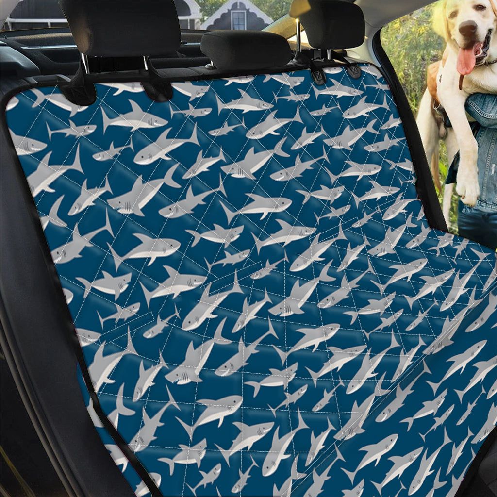 White Shark Pattern Print Pet Car Back Seat Cover