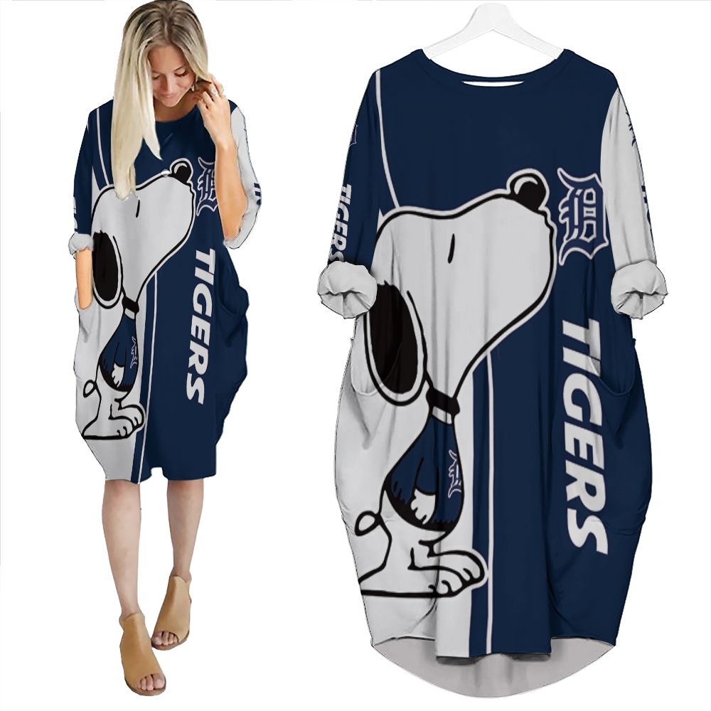 Detroit Tigers Snoopy Lover 3D Printed Batwing Pocket Dress