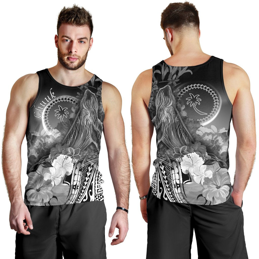 Chuuk Men’S Tank Top – Humpback Whale With Tropical Flowers (White)