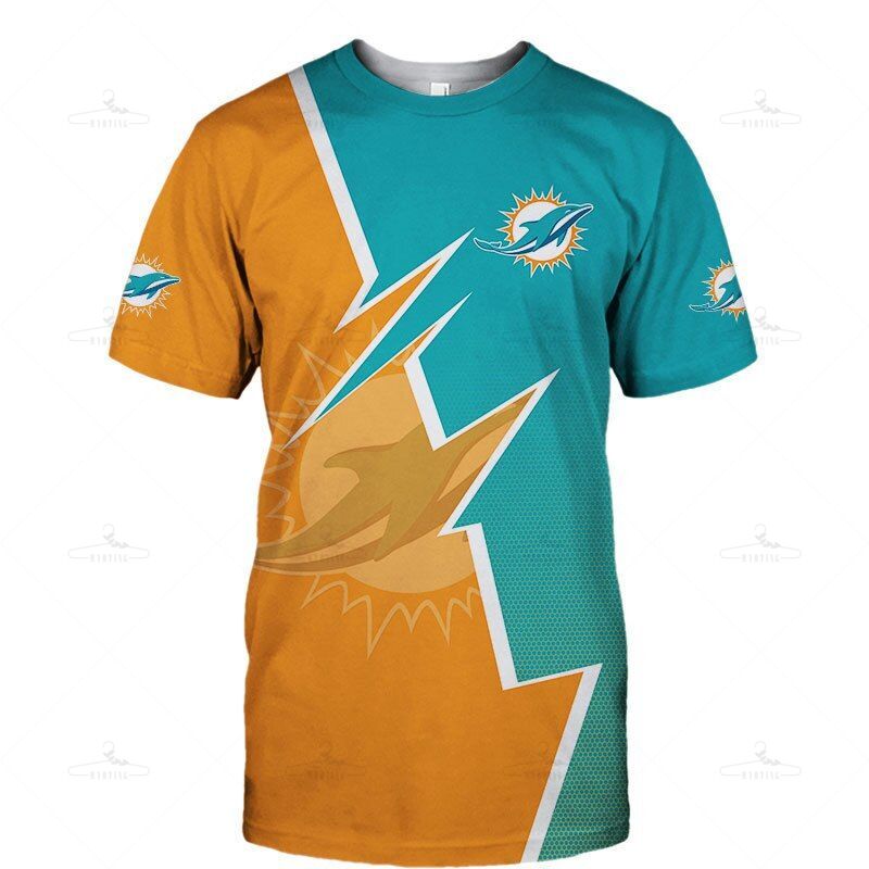 Miami Dolphins T-Shirt Zigzag Graphic Summer Gift S