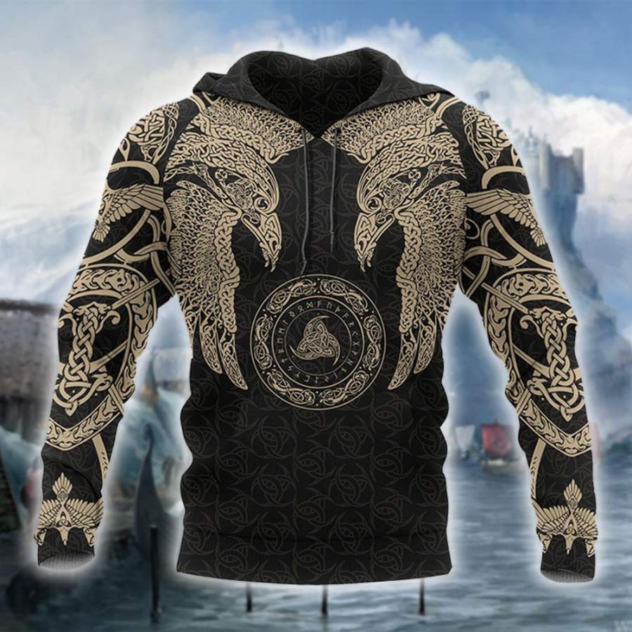 Viking Munin – Tattoo Style Hoodie Version 2.0