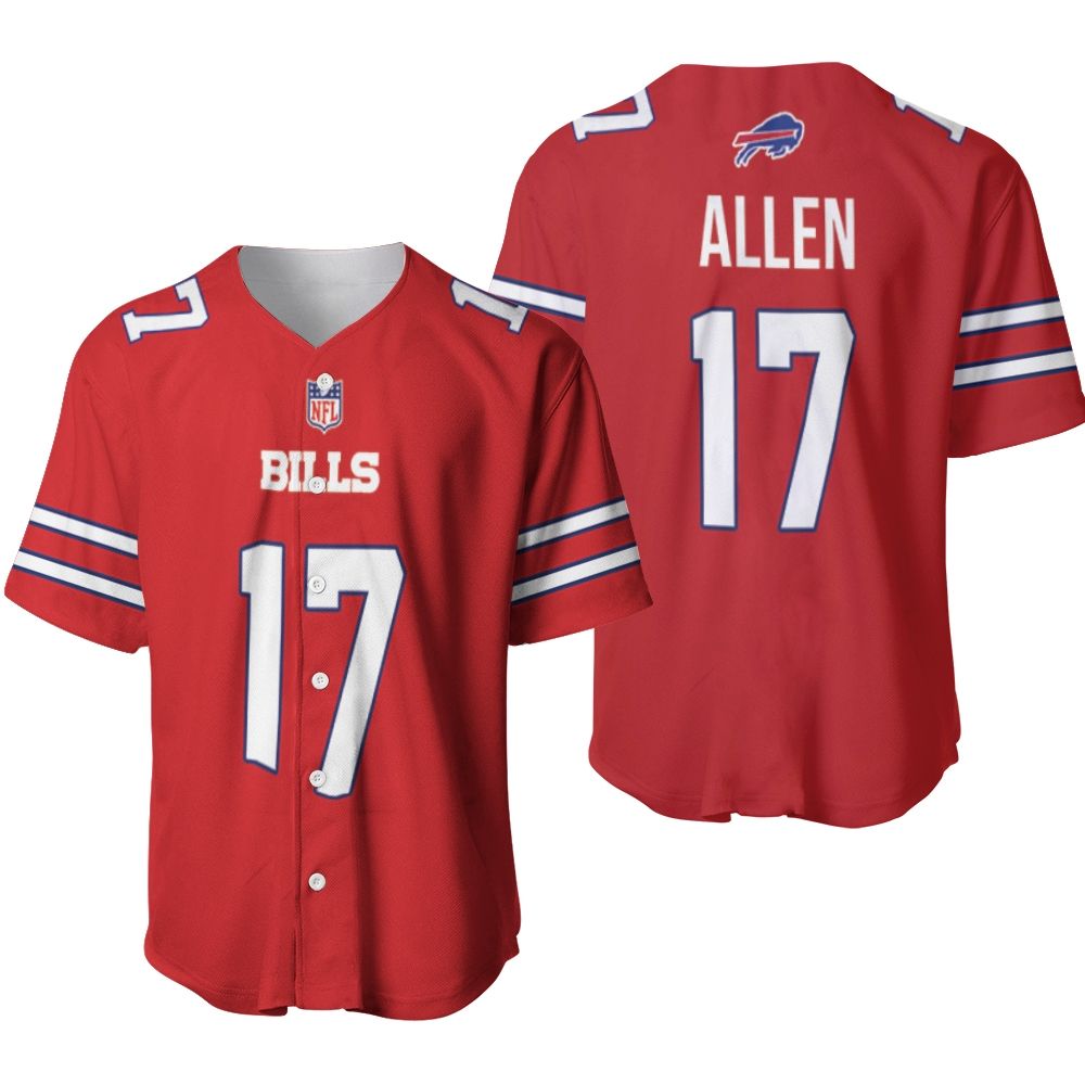 Buffalo Bills Josh Allen #17 Great Player NFL American Football Red Color Rush Jersey Style Gift For Bills Fans Baseball Jersey