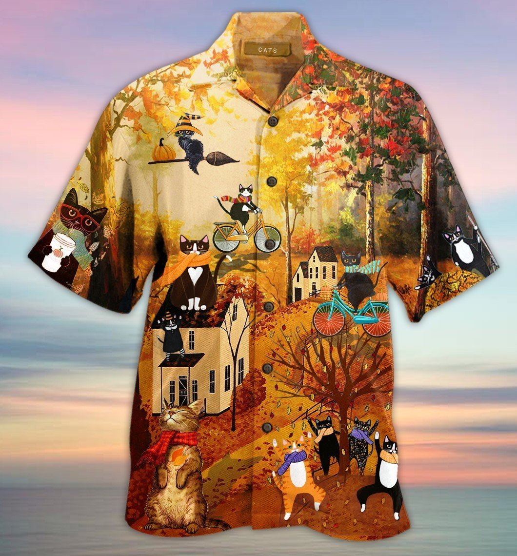 Happy Fall Cats Hawaii Shirt For Men Women Adult Ha94526