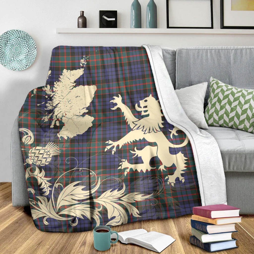 Tartan Blanket Fletcher Of Dunans Tartan Scotland Lion Thistle Map Plaid Blanket