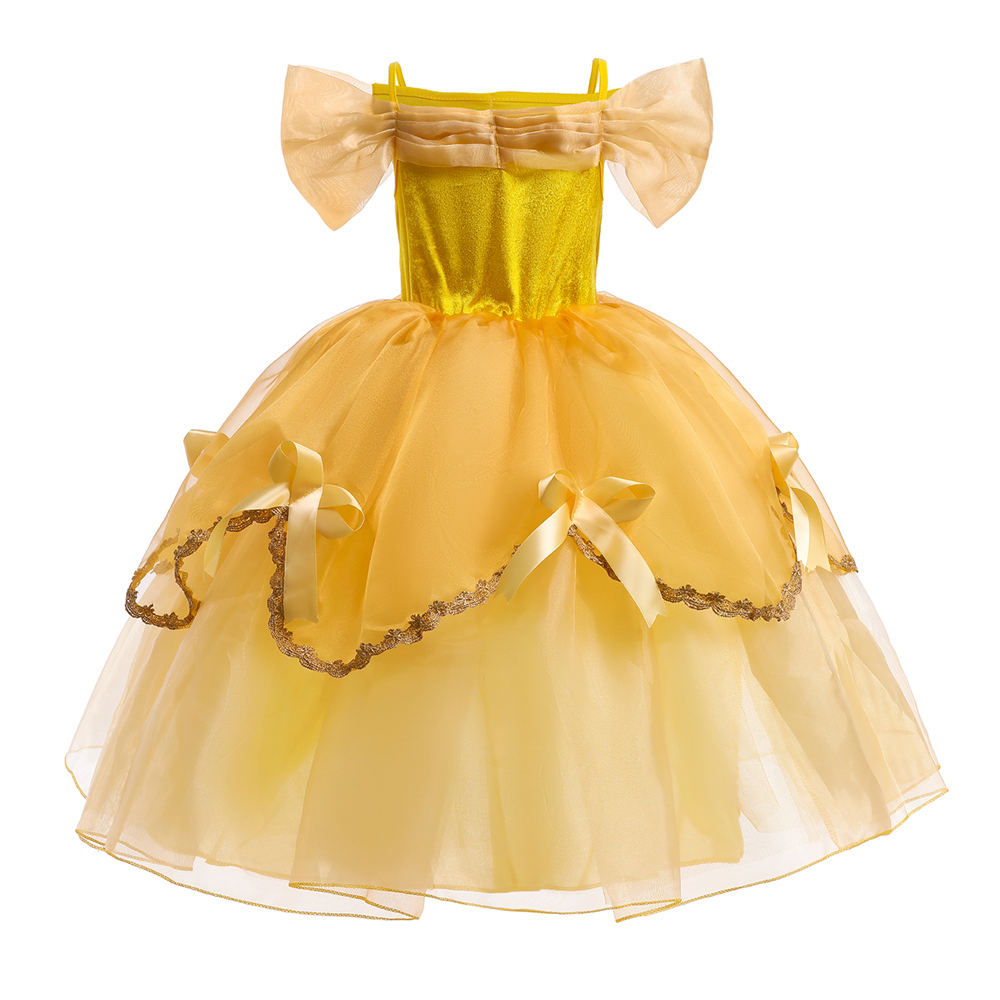 2022 New Style Princess Belle Dress for Girl Kids Floral Ball Gown Child Cosplay Bella Beauty and The Beast Costume Fancy Party alx