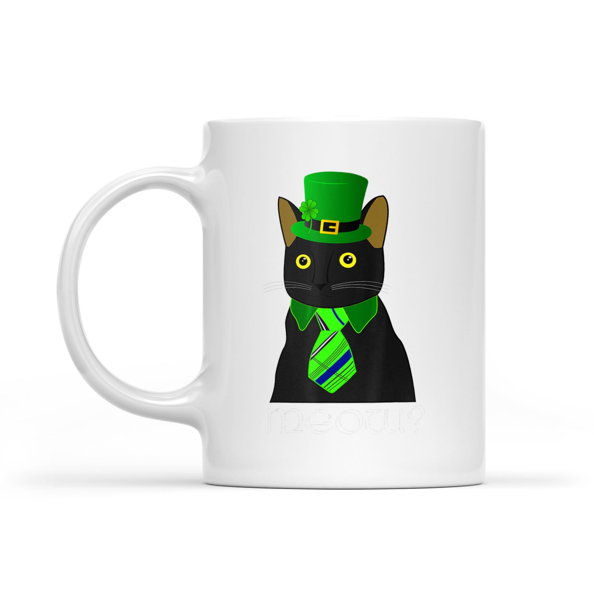 Black Business Cat Kitten St. Patricks – White Mug