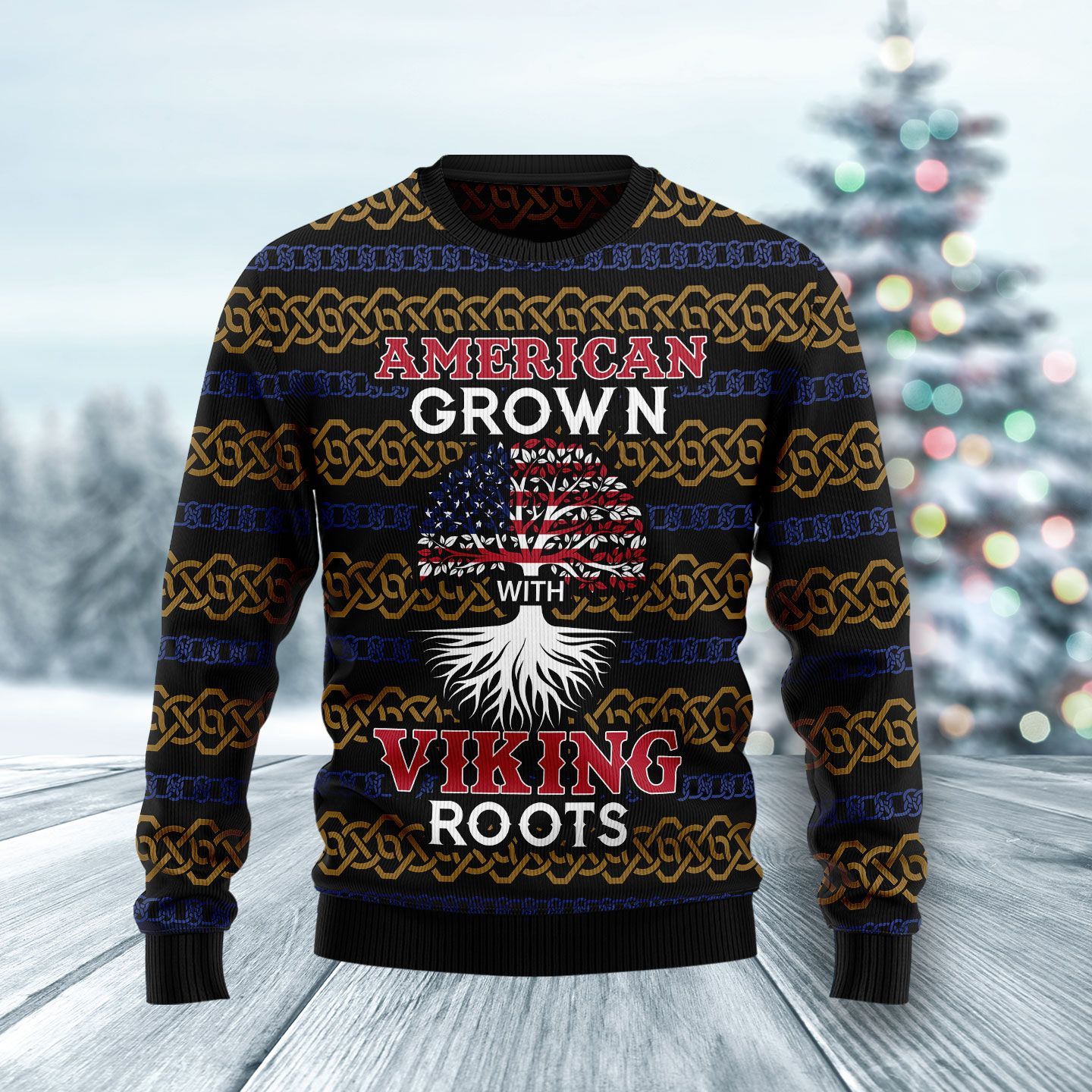 American Grown With Viking Roots Ugly Christmas Sweater | For Men & Women | Adult | Us5318