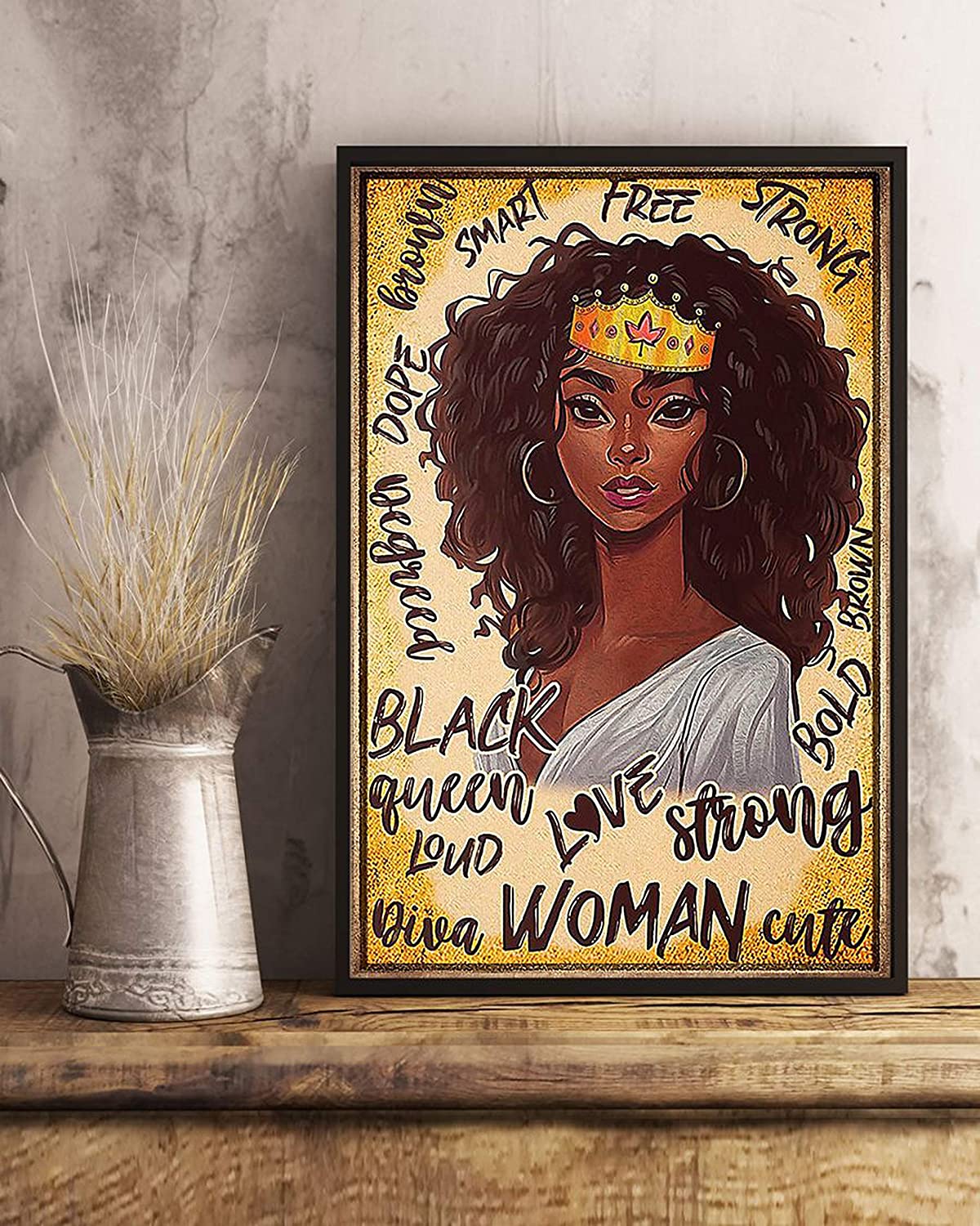 Skitongifts Poster No Frame, African American Black Queen Crown Love Strong Cute Women Melanin, Wall Art Decor