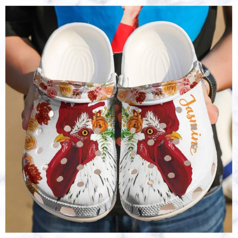 Chicken Personalized Floral Gift For Lover Rubber clog Shoes Comfy Footwear