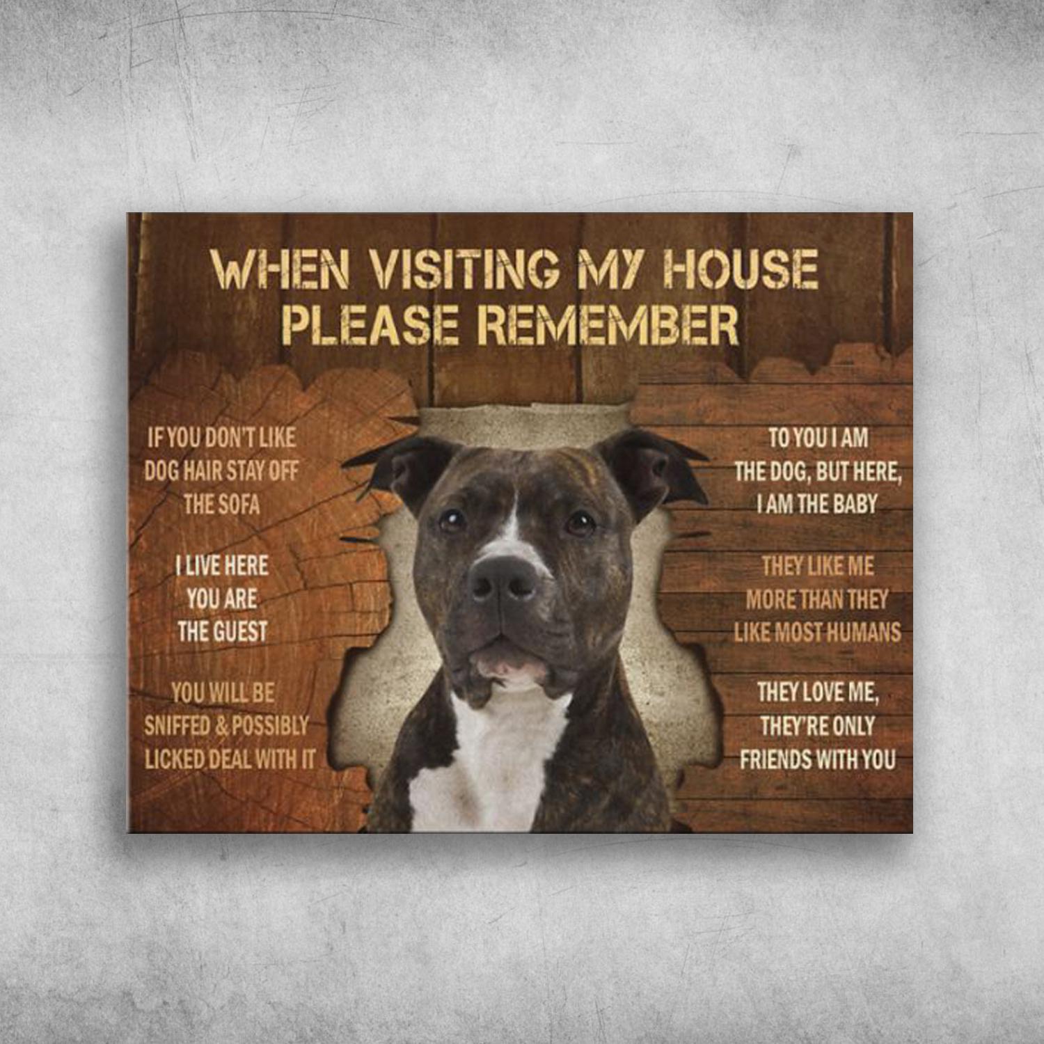 When Visiting My House Please Remember Pitbull Dog Poster Print, Canvas Print, Canvas Wall Art, Canvas And Poster Wall Decor