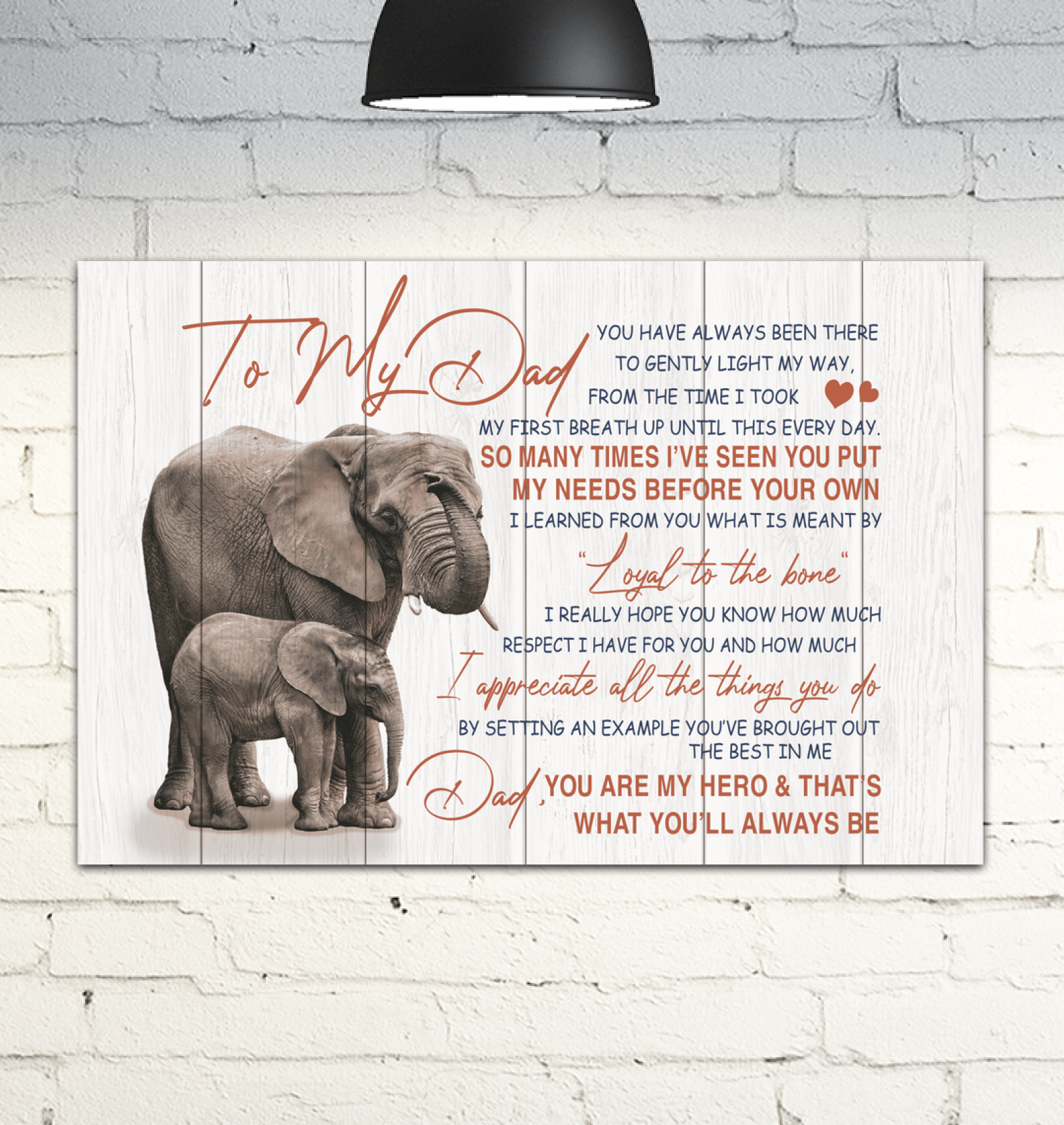 To My Dad Elephant – Gift Idea For Father’S Day , Gift For Home Decor, Gift For Family – Horizontal Canvas Matte Canvas Wall Art