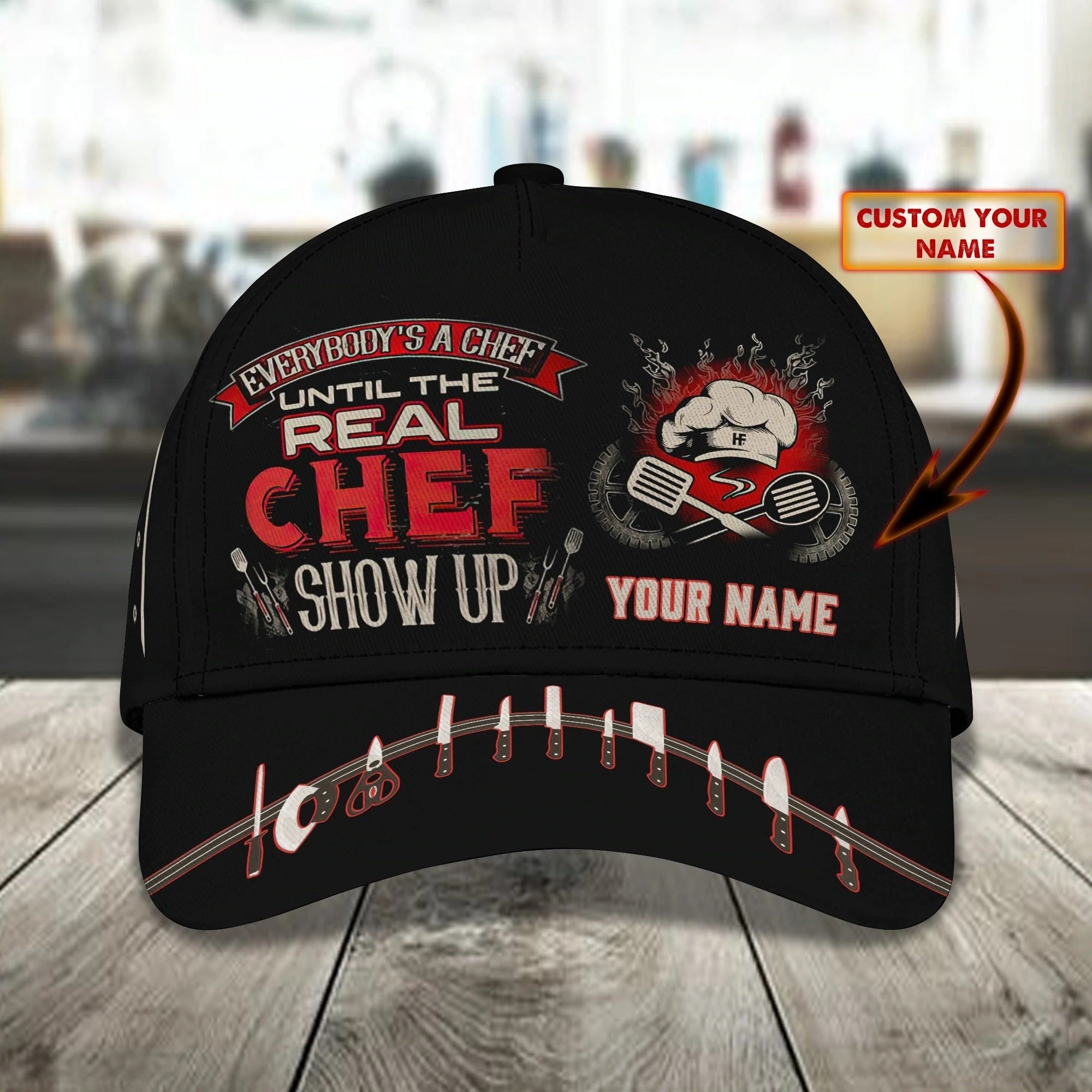 Custom With Name Chef Gear And Uniform Black Baseball Cap For Master Chef, Premium Quality Classic 3D Chef Cap