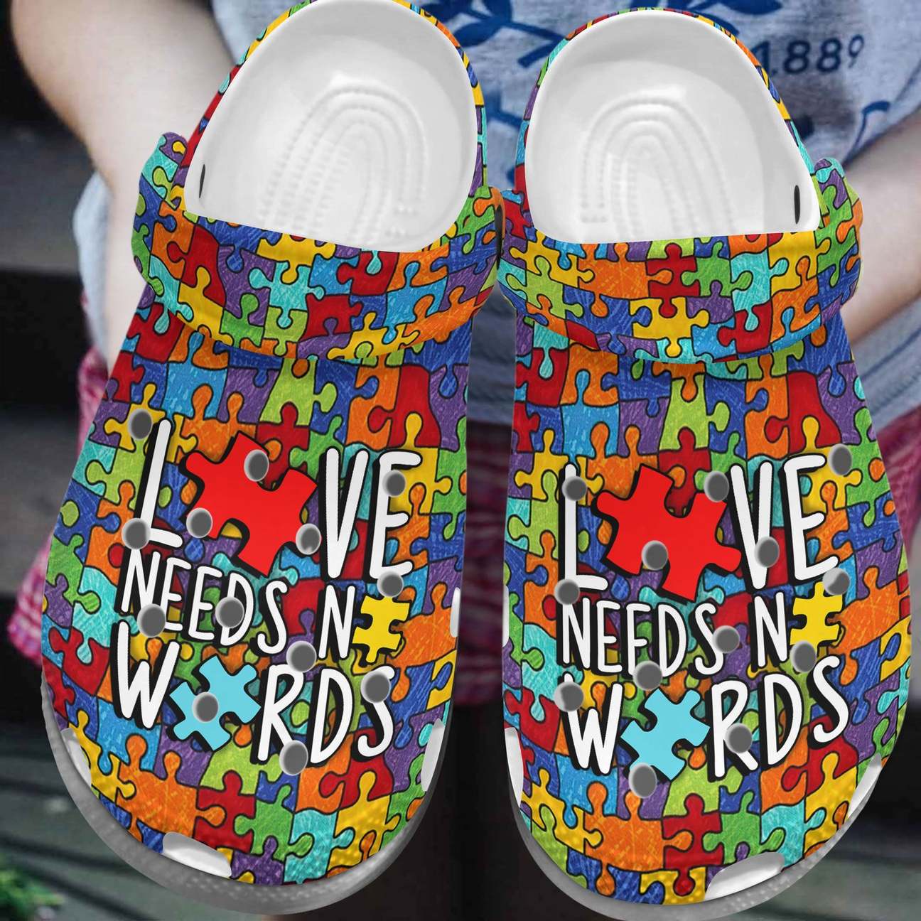 Autism Personalized Clog, Custom Name, Text, Color, Number Fashion Style For Women, Men, Kid, Print 3D Love Needs No Words