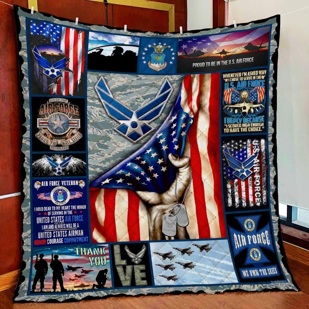 Us Air Force We Own The Skies | Veteran Quilt | Us Military Blanket Quilt | Gift For Veteran