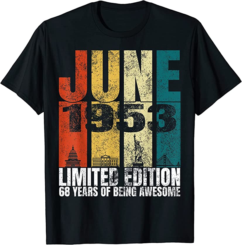 Vintage June 1953 Bday Costume 68 Years Old 68th Birthday T-Shirt