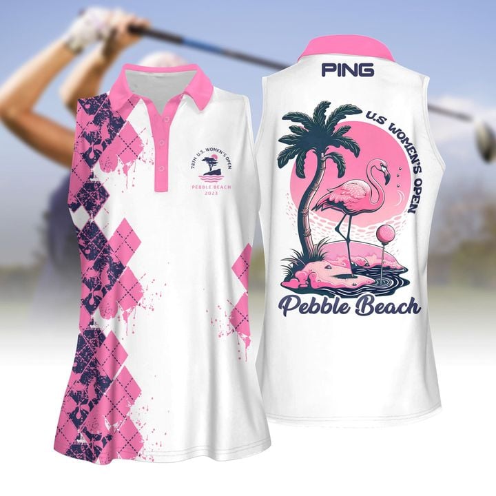 U.S Op Pebble Beach Women Short Sleeve Polo Shirt, Sleeveless Polo Shirt, Ladies Sleeveless Golf Shirt