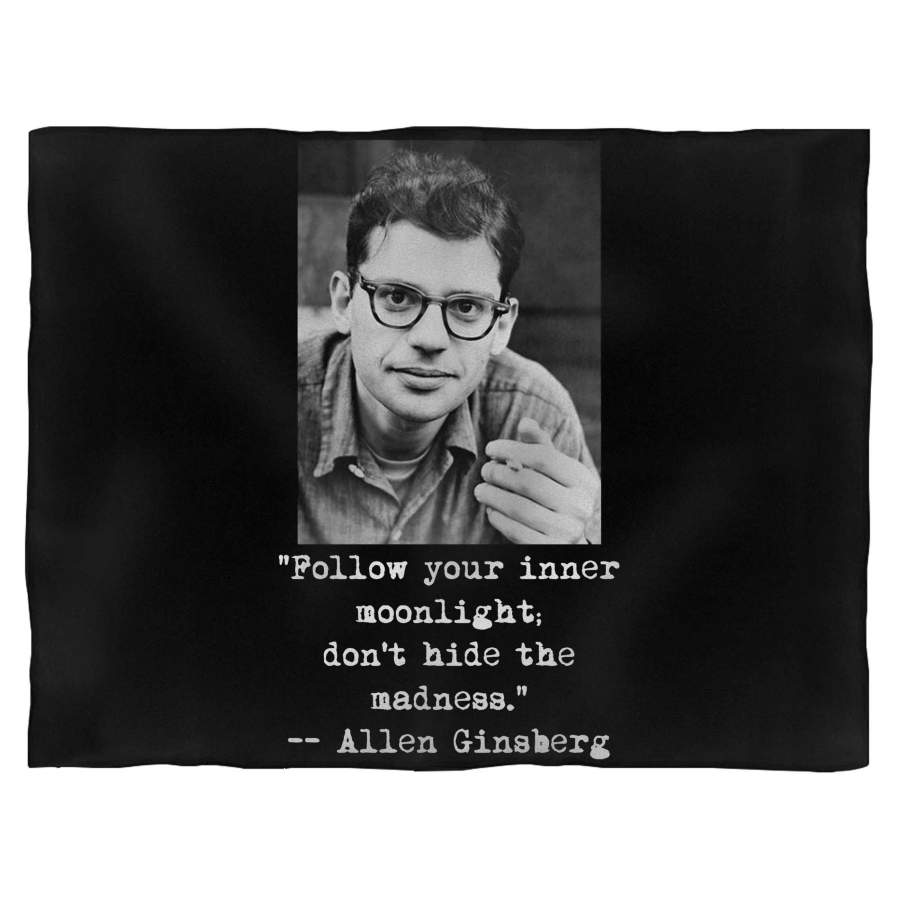 Allen Ginsberg Black And White Photo And Quote Blanket