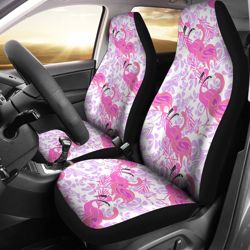 Pink Flamingo Flower Pattern Universal Fit Car Seat Covers