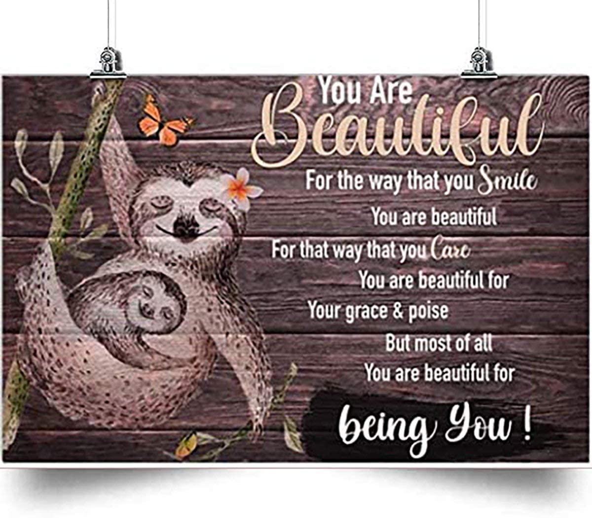 Animal And Flowers Poster You Are Beautiful For The Way That You Smile You Are Beautiful For The Way Wall Decor Decorative Home For Bedroom Gift For Friend And Relative No Frame