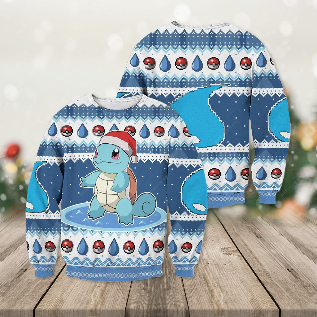 Squirtle Pokemon Ugly Christmas Sweater 3D, Presents For Christmas