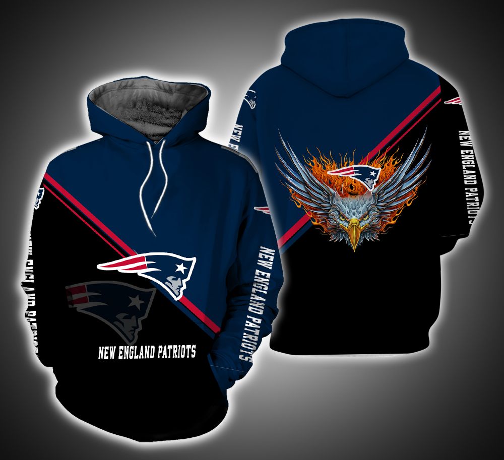 New England Patriots Fire Eagle 3D Print Hoodie