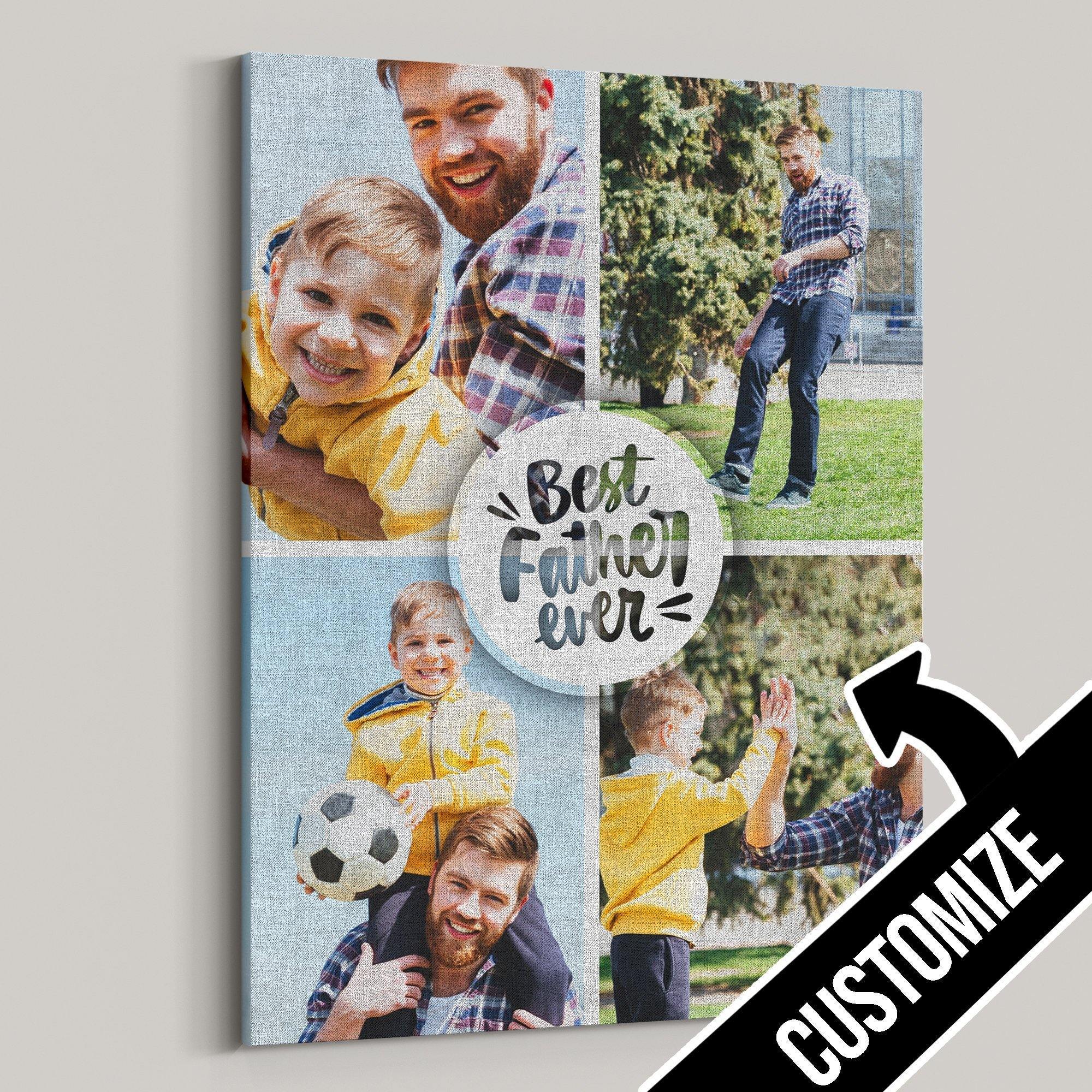 [Personalized Photo] Best Father Ever – Best Gift Idea For Father’S Day, Gift For Home Decor, Gift For Family – Horizontal Canvas Matte Canvas Wall Art