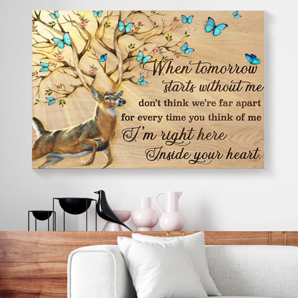 Canvas Wall Art When Tomorrow Starts Without Me Butterfly Deer Hunting Horizontal Canvas Wall Art Appealing Living Room Bedroom Bathroom Home Decoration