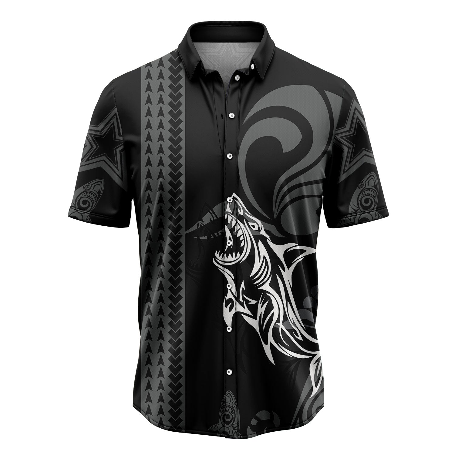 Tribal Shark Pattern Hawaiian Shirt