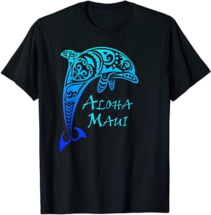 Aloha Maui Hawaii Vintage Tribal Dolphin Vacation Gift T-Shirt