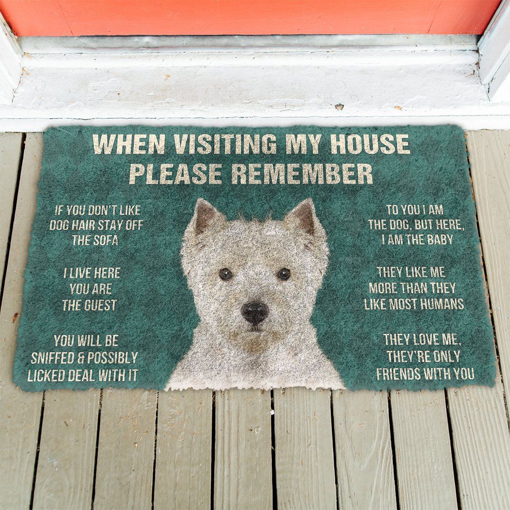 3D Please Remember West Highland White Terrier Dogs House Rules Doormat