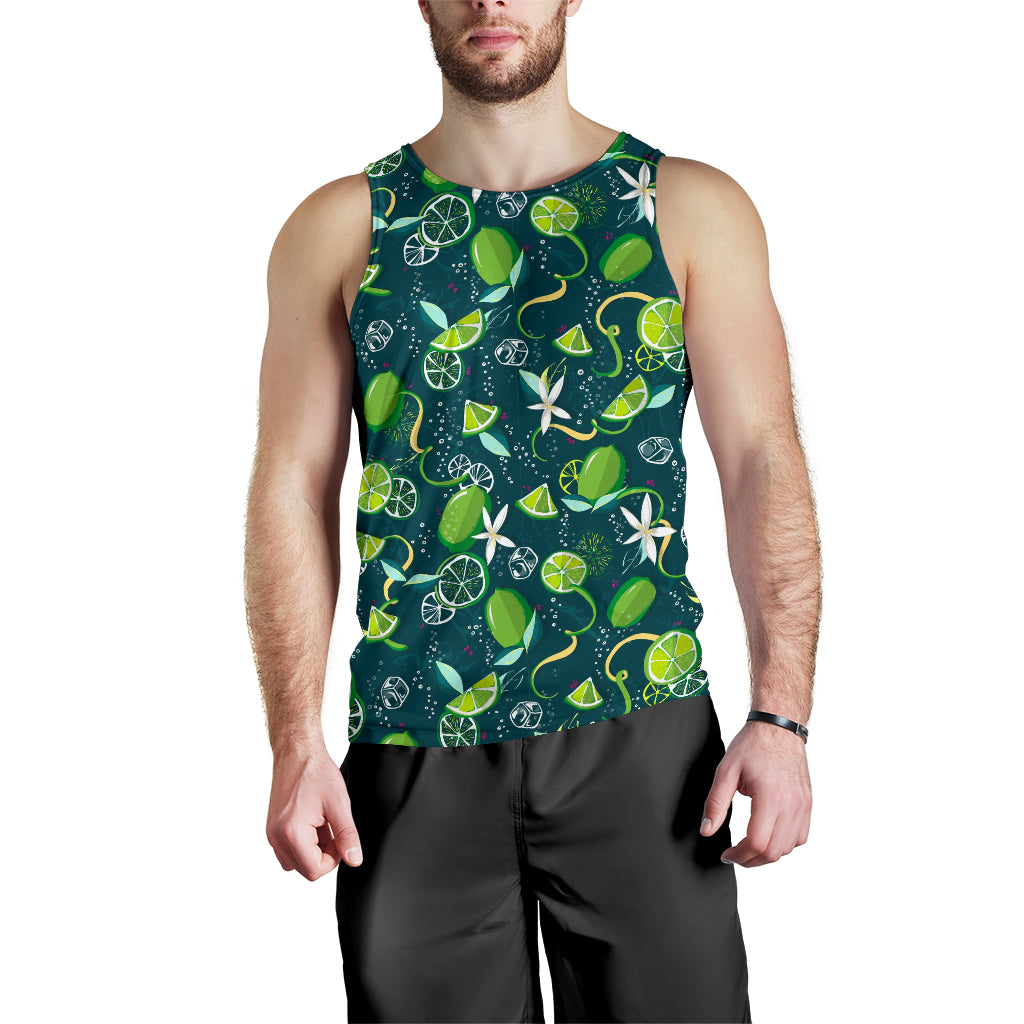 Lime Ice Flower Pattern Men Tank Top