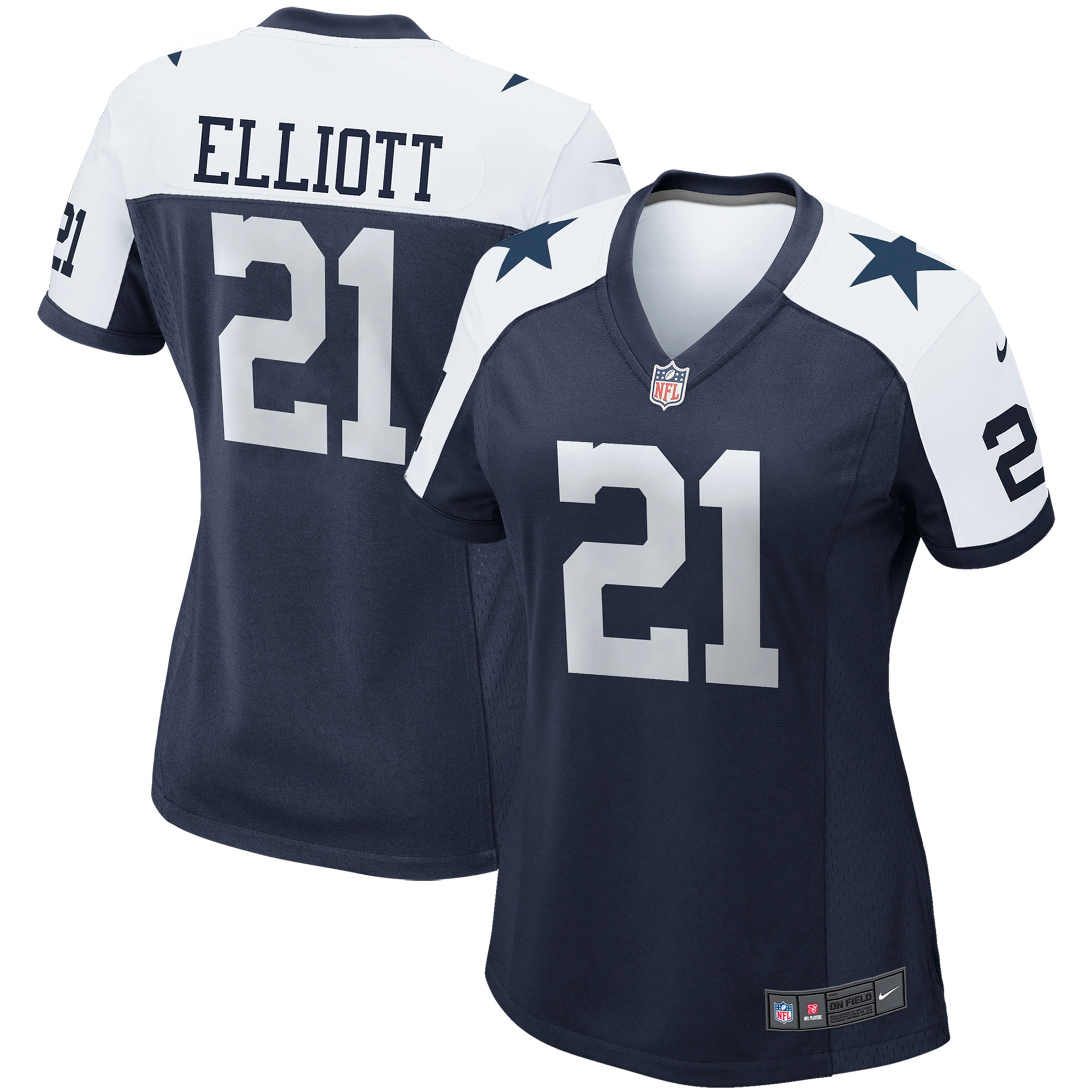 Women’s Dallas Cowboys Ezekiel Elliott Navy Alternate Game Team Jersey