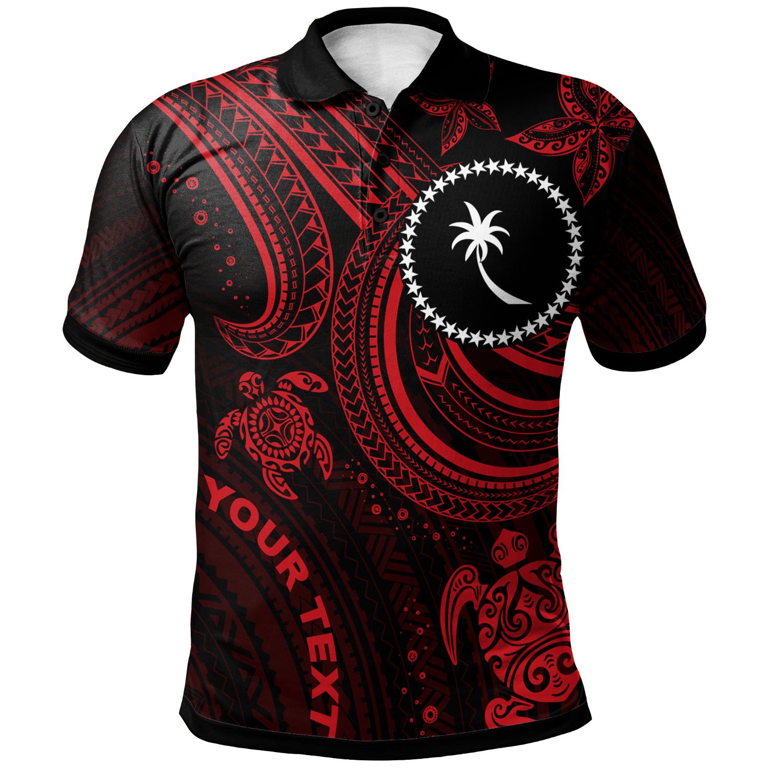 Chuuk Custom Personalised Polo Shirt – Red Turtle – BN26