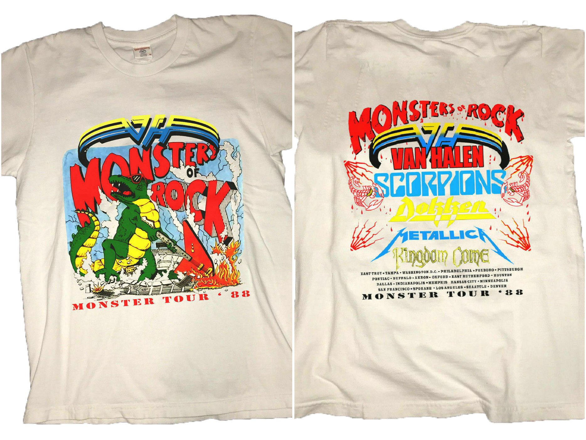 Vtg Monster’S Of Rock Tour Concert 1988 White Us T-Shirt