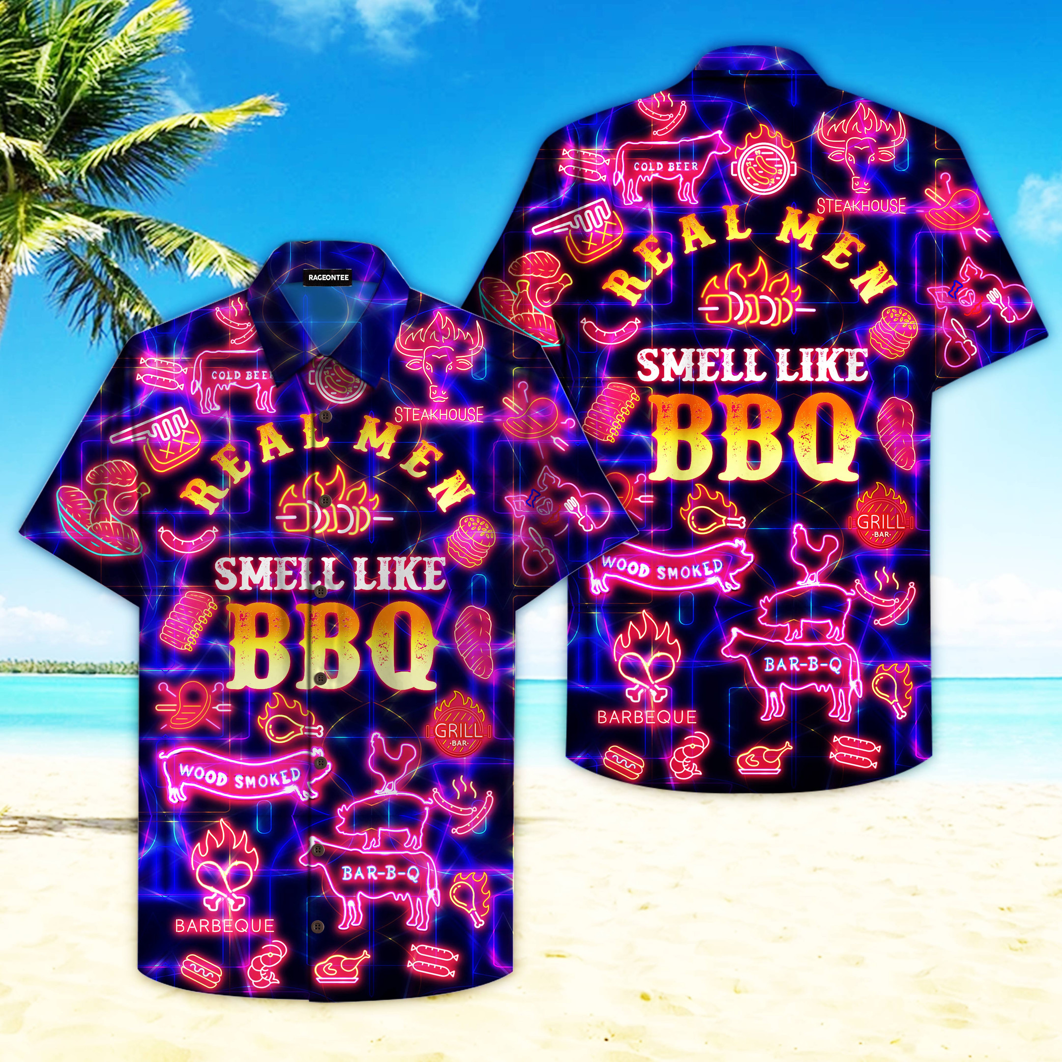 Real Men Smell Like Barbecue Hawaii Shirt Unisex Adult Ha3168