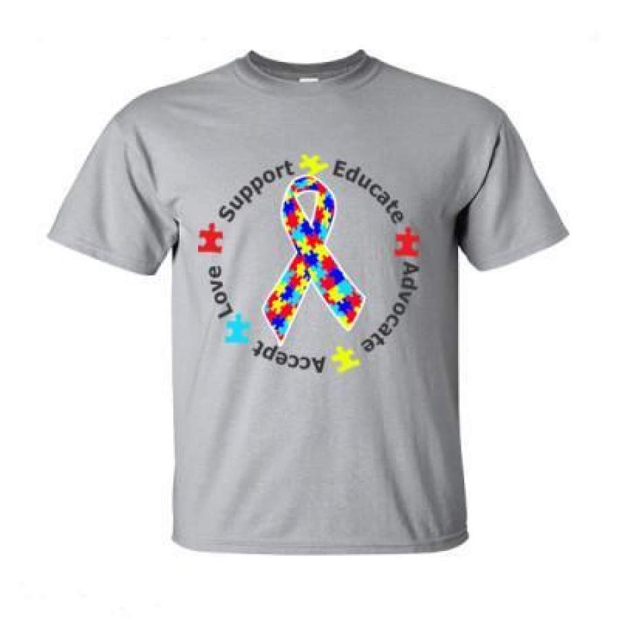 AGR Autism Awareness Support Educate Advocate Accept Love – Ultra-Cotton T-Shirt