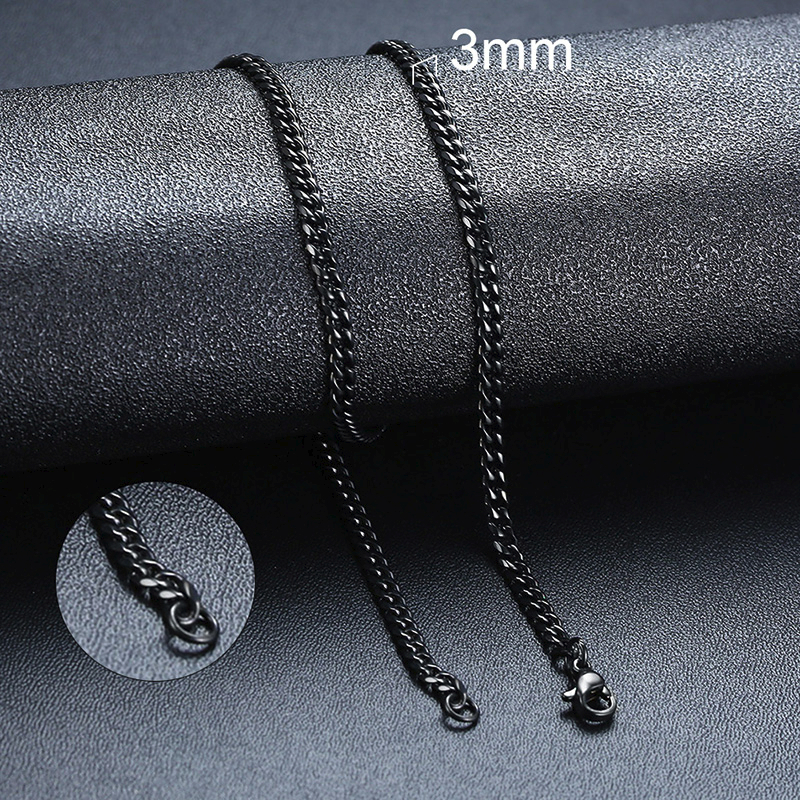 Vnox Men Simple 3-11mm Stainless Steel Cuban Link Chain Necklaces for Male Jewelry Solid Black Gold Color Gifts Miami Curb Chain alx