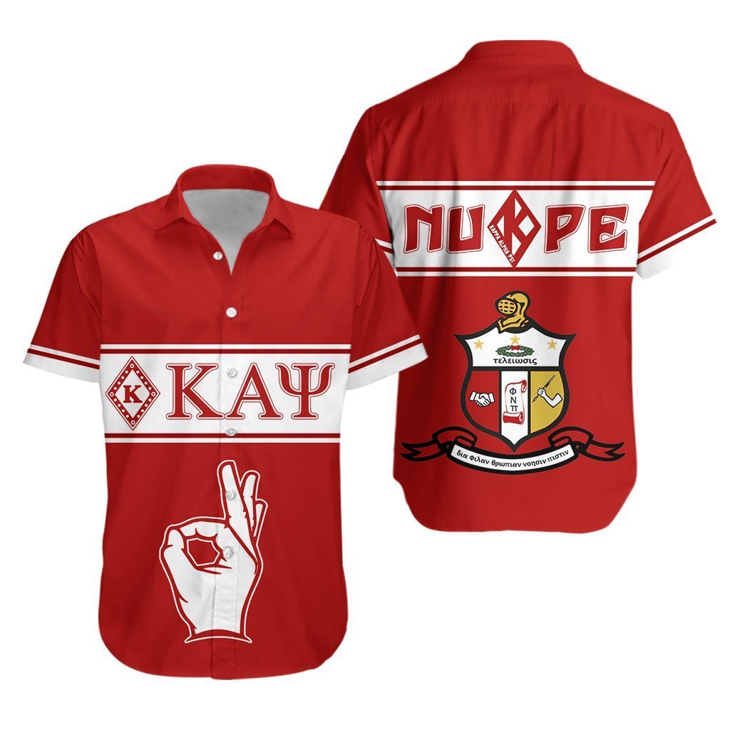 Kappa Alpha Psi Hawaiian Shirt – Hand Sign – Lt12