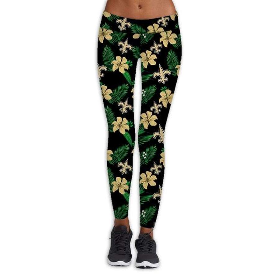 New Orleans Saints Flower Print Leggings