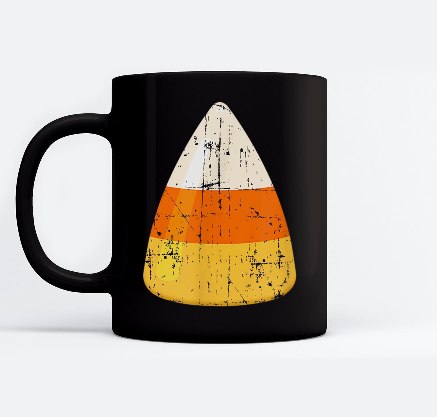 Vintage Candy Corn Halloween Ceramic Coffee Black Mugs