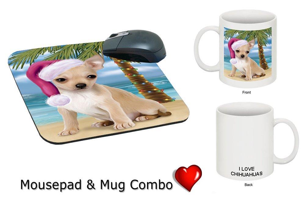 Summertime Chihuahua Puppy On Beach Christmas Mug & Mousepad Combo Gift Set Mmcg1105