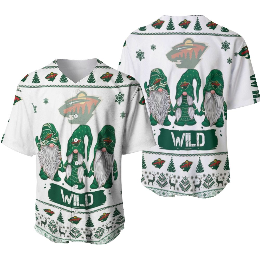 Christmas Gnomes Minnesota Wild Ugly Sweatshirt Christmas 3D Baseball Jersey